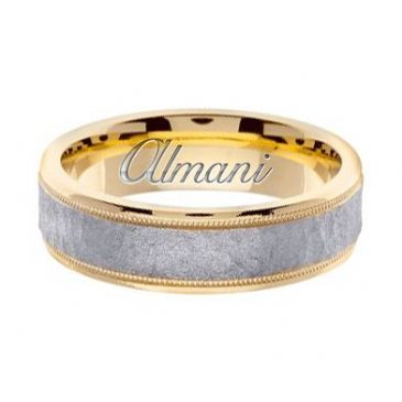 14k Gold 6mm Handmade Two Tone Wedding Ring 136 Almani