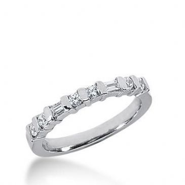 950 Platinum Diamond Anniversary Wedding Ring 6 Round Brilliant, 2 Straight Baguette Diamonds 0.26ctw 220WR1023PLT