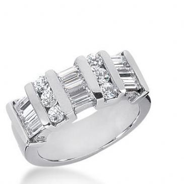 950 Platinum Diamond Anniversary Wedding Ring 6 Round Brilliant, 9 Straight Baguette Diamonds 1.23ctw 224WR1027PLT