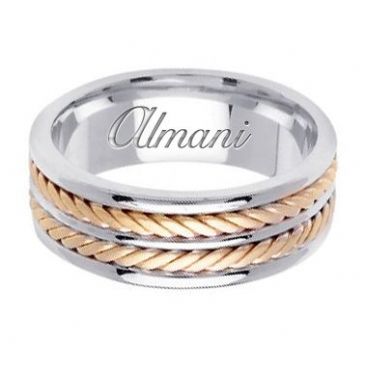 14k Gold 7.5mm Handmade Two Tone Wedding Ring 143 Almani