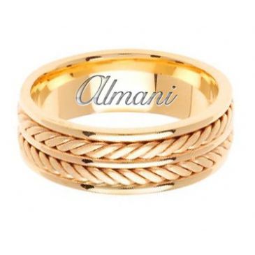 14K Gold 7.5mm Handmade Wedding Ring 144 Almani