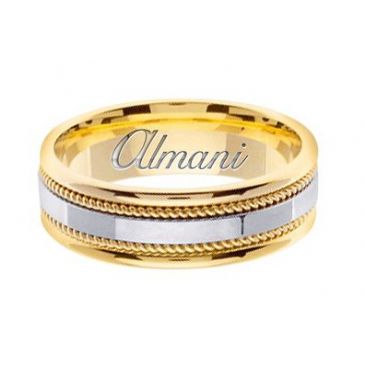 14k Gold 7mm Handmade Two Tone Wedding Ring 146 Almani