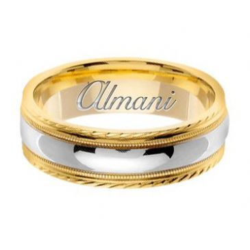 14k Gold 7mm Handmade Two Tone Wedding Ring 149 Almani