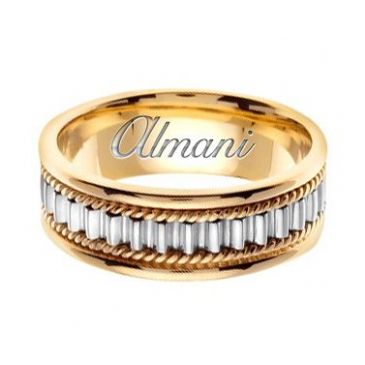 14k Gold 7mm Handmade Two Tone Wedding Ring 150 Almani