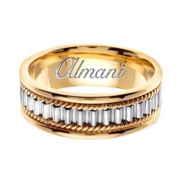 18k Gold 7mm Handmade Two Tone Wedding Ring 150 Almani