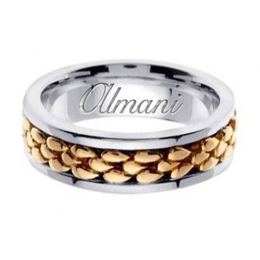 14k Gold 7mm Handmade Two Tone Wedding Ring 152 Almani