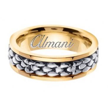 14k Gold 7mm Handmade Two Tone Wedding Ring 153 Almani