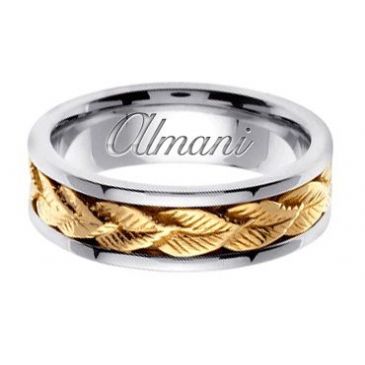 14k Gold 7mm Handmade Two Tone Wedding Ring 154 Almani