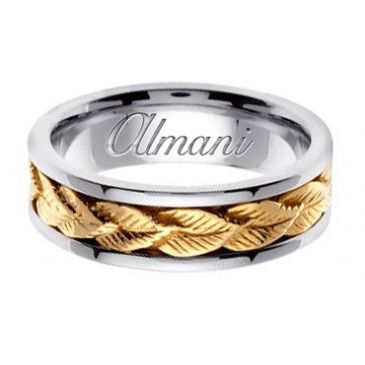 950 Platinum & 18k Gold 7mm Handmade Two Tone Wedding Ring 154 Almani