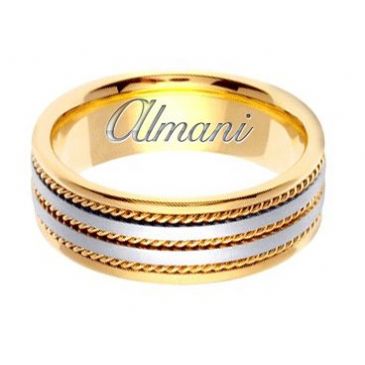 18k Gold 7mm Handmade Two Tone Wedding Ring 155 Almani