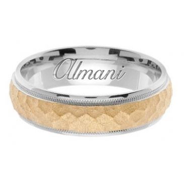 14k Gold 7mm Handmade Two Tone Wedding Ring 156 Almani