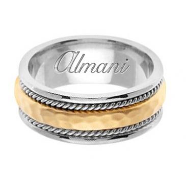 14k Gold 8.5mm Handmade Two Tone Wedding Ring 161 Almani