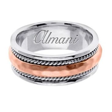 14k Gold 8.5mm Handmade Two Tone Wedding Ring 162 Almani