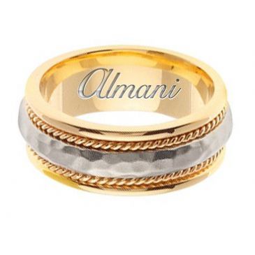 14k Gold 8.5mm Handmade Two Tone Wedding Ring 163 Almani