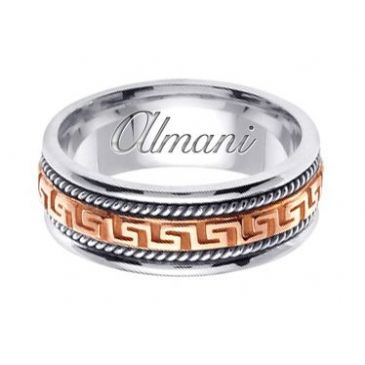 14k Gold 8mm Handmade Two Tone Wedding Ring 165 Almani