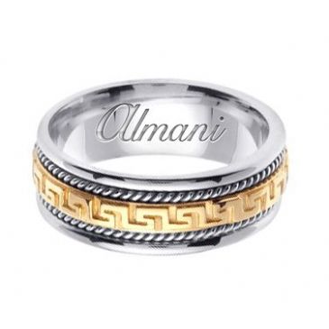 14k Gold 8mm Handmade Two Tone Wedding Ring 166 Almani