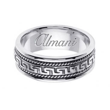 14K Gold 8mm Handmade Wedding Ring 167 Almani