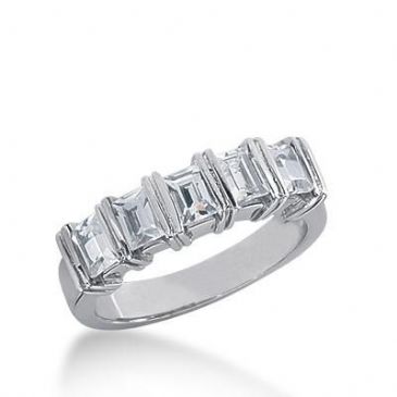 950 Platinum Diamond Anniversary Wedding Ring 5 Straight Baguette Diamonds 0.60ctw 241WR1084PLT