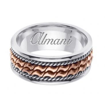 14k Gold 8mm Handmade Two Tone Wedding Ring 168 Almani