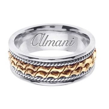 14k Gold 8mm Handmade Two Tone Wedding Ring 170 Almani