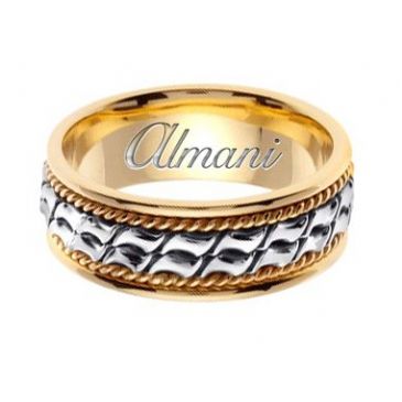 14k Gold 8mm Handmade Two Tone Wedding Ring 171 Almani