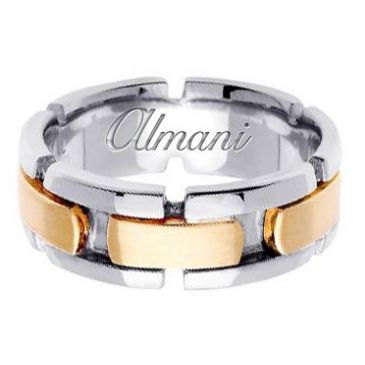 14k Gold 8mm Handmade Two Tone Wedding Ring 173 Almani