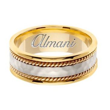 14k Gold 8mm Handmade Two Tone Wedding Ring 174 Almani