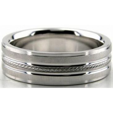 Platinum 950 6.5mm Diamond Cut Wedding Band 646