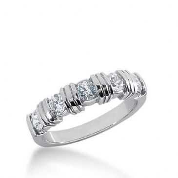 950 Platinum Diamond Anniversary Wedding Ring 5 Round Brilliant Diamonds 0.75ctw 245WR1090PLT