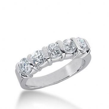 950 Platinum Diamond Anniversary Wedding Ring 5 Round Brilliant Diamonds 1.25ctw 247WR1092PLT