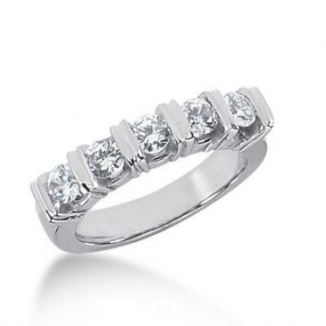 950 Platinum Diamond Anniversary Wedding Ring 5 Round Brilliant Diamonds 0.75ctw 248WR1093PLT