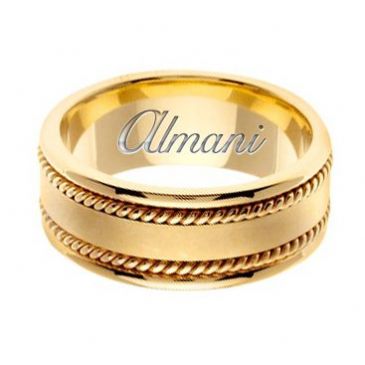 14K Gold 8mm Handmade Wedding Ring 176 Almani