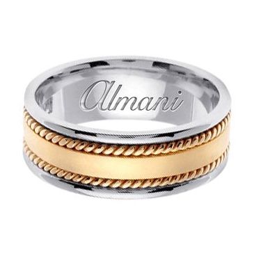 14k Gold 8mm Handmade Two Tone Wedding Ring 177 Almani