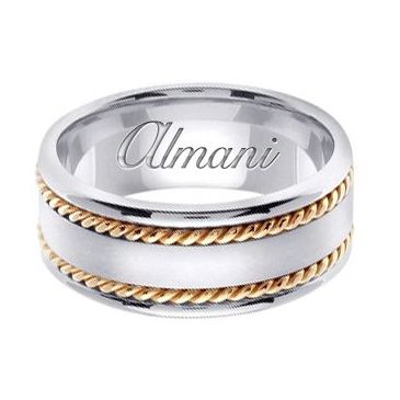 14k Gold 8mm Handmade Two Tone Wedding Ring 178 Almani