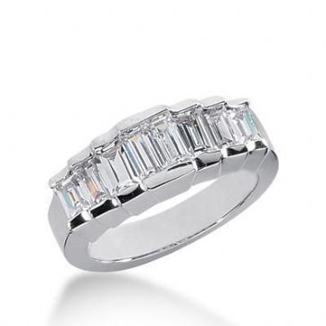 950 Platinum Diamond Anniversary Wedding Ring 8 Straight Baguette Diamonds 1.08ctw 249WR1096PLT