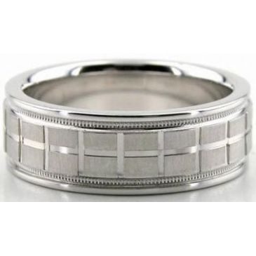 Platinum 950 7mm Diamond Cut Wedding Band 610