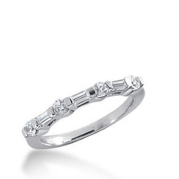 950 Platinum Diamond Anniversary Wedding Ring 4 Round Brilliant, 3 Straight Baguette Diamonds 0.45ctw 255WR1116PLT