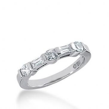 950 Platinum Diamond Anniversary Wedding Ring 3 Round Brilliant, 2 Straight Baguette Diamonds 0.56ctw 256WR1117PLT