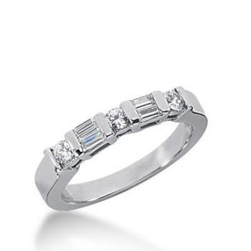 950 Platinum Diamond Anniversary Wedding Ring 3 Round Brilliant, 4 Straight Baguette Diamonds 0.58ctw 257WR1118PLT