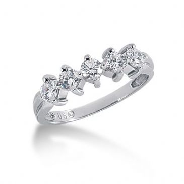 950 Platinum Diamond Anniversary Wedding Ring 5 Round Brilliant Diamonds 0.75ctw 100WR1395PLT