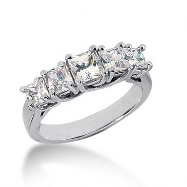 950 Platinum Diamond Anniversary Wedding Ring 5 Princess Cut Diamonds 1.85ctw 132WR540PLT