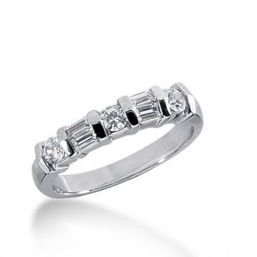 950 Platinum Diamond Anniversary Wedding Ring 3 Round Brilliant, 4 Straight Baguette Diamonds 0.58ctw 262WR1123PLT