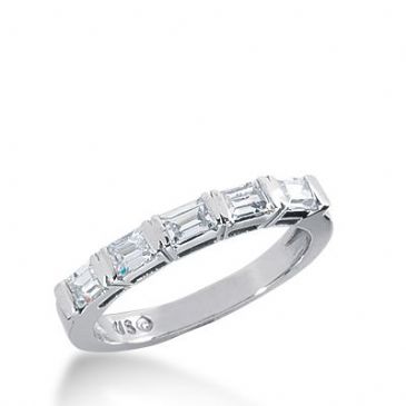 18k Gold Diamond Anniversary Wedding Ring 5 Straight Baguette Diamonds 0.60ctw 263WR112418K