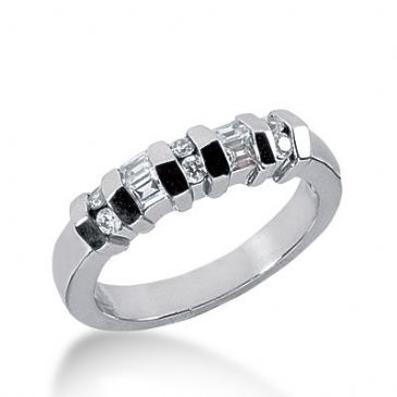 950 Platinum Diamond Anniversary Wedding Ring 6 Round Brilliant, 4 Straight Baguette Diamonds 0.35ctw 270WR1133PLT