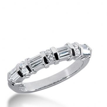 950 Platinum Diamond Anniversary Wedding Ring 6 Round Brilliant, 8 Straight Baguette Diamonds 0.82ctw 271WR1134PLT