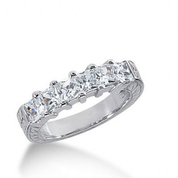 950 Platinum Diamond Anniversary Wedding Ring 6 Princess Cut Diamonds 1.62ctw 279WR1214PLT