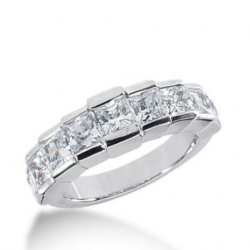 950 Platinum Diamond Anniversary Wedding Ring 7 Princess Cut Diamonds 2.14ctw 285WR1330PLT