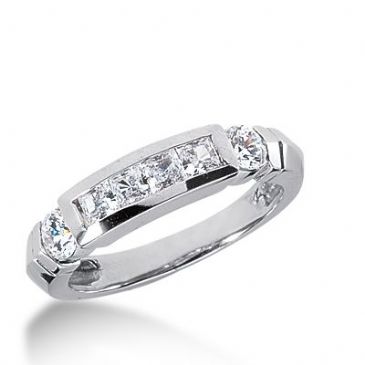 950 Platinum Diamond Anniversary Wedding Ring 4 Princess Cut, 2 Round Brilliant Diamonds 1.18ctw 287WR1332PLT