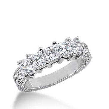 18k Gold Diamond Anniversary Wedding Ring 5 Princess Cut Diamonds 1.50ctw 288WR133318K