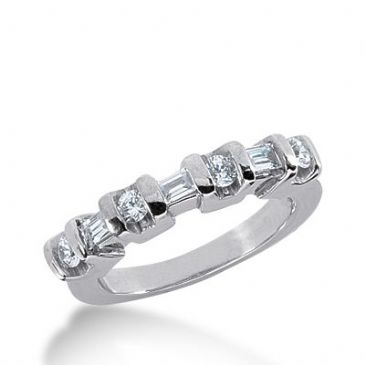 950 Platinum Diamond Anniversary Wedding Ring 4 Round Brilliant, 3 Straight Baguette Diamonds 0.52ctw 292WR1337PLT